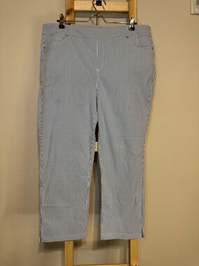 Mario Serrani Blue and White Pinstripe Cropped Jeans